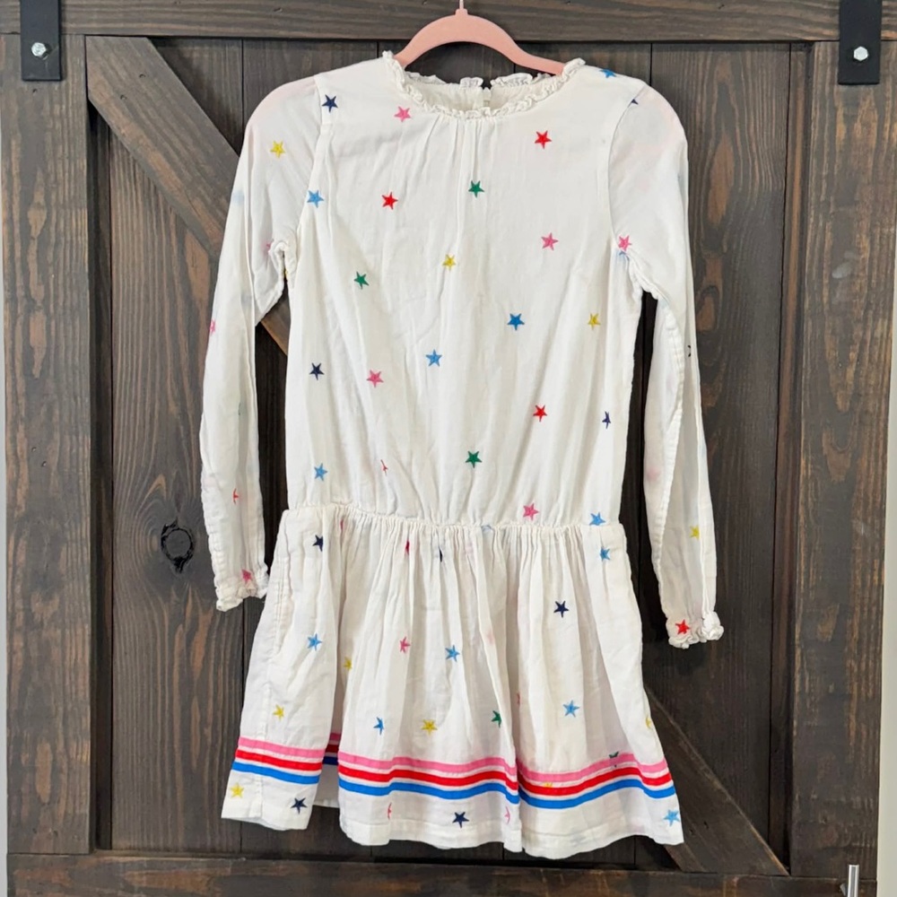 Mini‎ Boden Girl’s Embroidered Multicolor Star Patterned Lined Dress Size 13-14Y